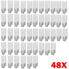 48pc Self Adhesive Stainless Steel Hooks Bathroom Wall Door Strong Sticky Holder