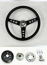 13 1/4" classic black on black steering wheel for 76-95 Jeep CJ5 CJ7 YJ Wrangler