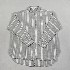 Lucky Brand Shirt Womens XL Striped Classic Long Sleeve Button Up Casual Linen