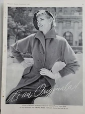 1949 Women's It's an Originala Stroock fabric coat gloves hat vintage fashion ad
