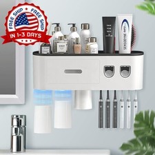 Porta Cepillos De Dientes Organizador Para Ba o Accesorios Dispensador Pasta NEW
