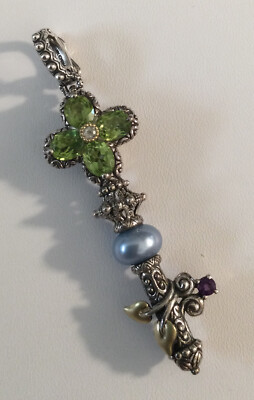 Barbara Bixby 925 Sterling Silber 18k Gelbgold Peridot Multistone Schlüssel Anhänger