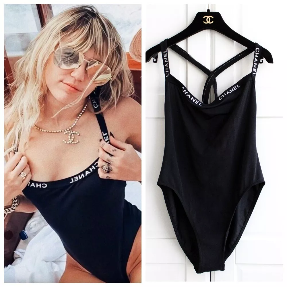 Iconic Chanel Vintage Spring 1995 Black White CC Logo Onepiece 95P Swimsuit