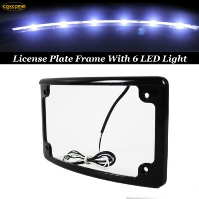 Curved License Plate Bracket Frame w/LED Light For Harley Touring Softail  Dyna