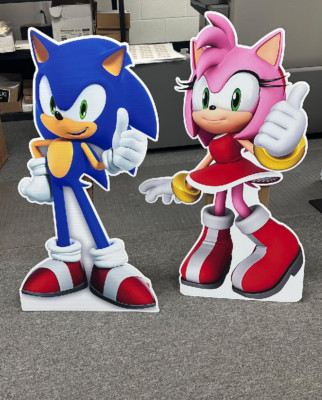 Sonic & Amy Rose Props 3ft, Sonic & Amy cutouts, Birthday Parties