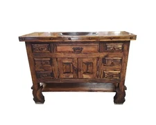 Saint Anthony Rustic Bathroom Vanity Furniture With Copper Sink