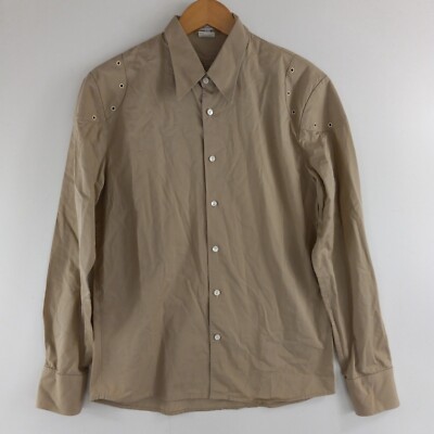 Paul & Joe Button Up Shirt Men's Size Large Tan Solid Grommets Made in France