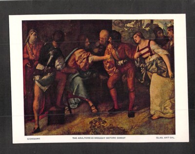 C0739 Religious Adultress Brought Before Christ Giorgione Art postcard
