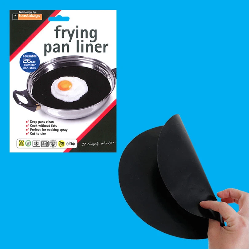 6x 26cm Reusable Non-Stick Black Frying Pan Liner for Healthy Cooking