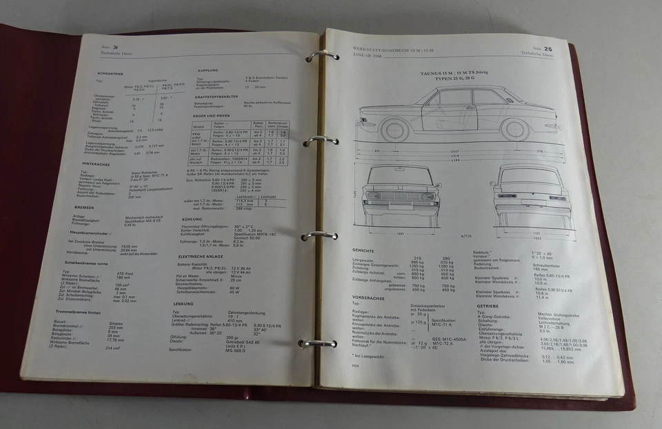 Manual De Taller Ford Taunus 12 M / 15 M P6, Años De Fabricación 1966 - 1970 - Imagen 4 de 4