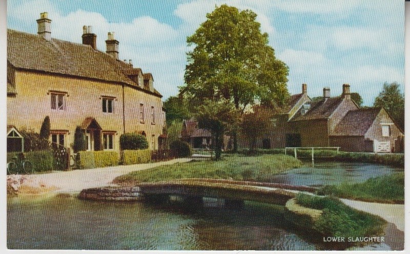Lower Slaughter. Street View. Bridge. England UK. Salmon Series # 1902c