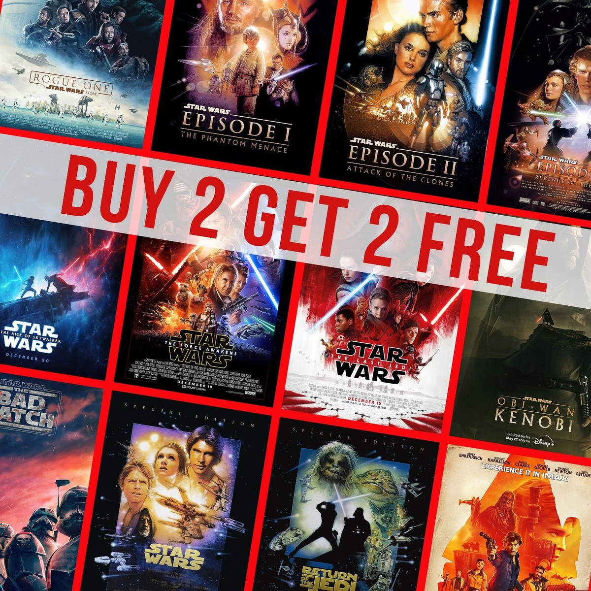 Star Wars Saga Posters Wall Art All Movies Film Cinema Poster