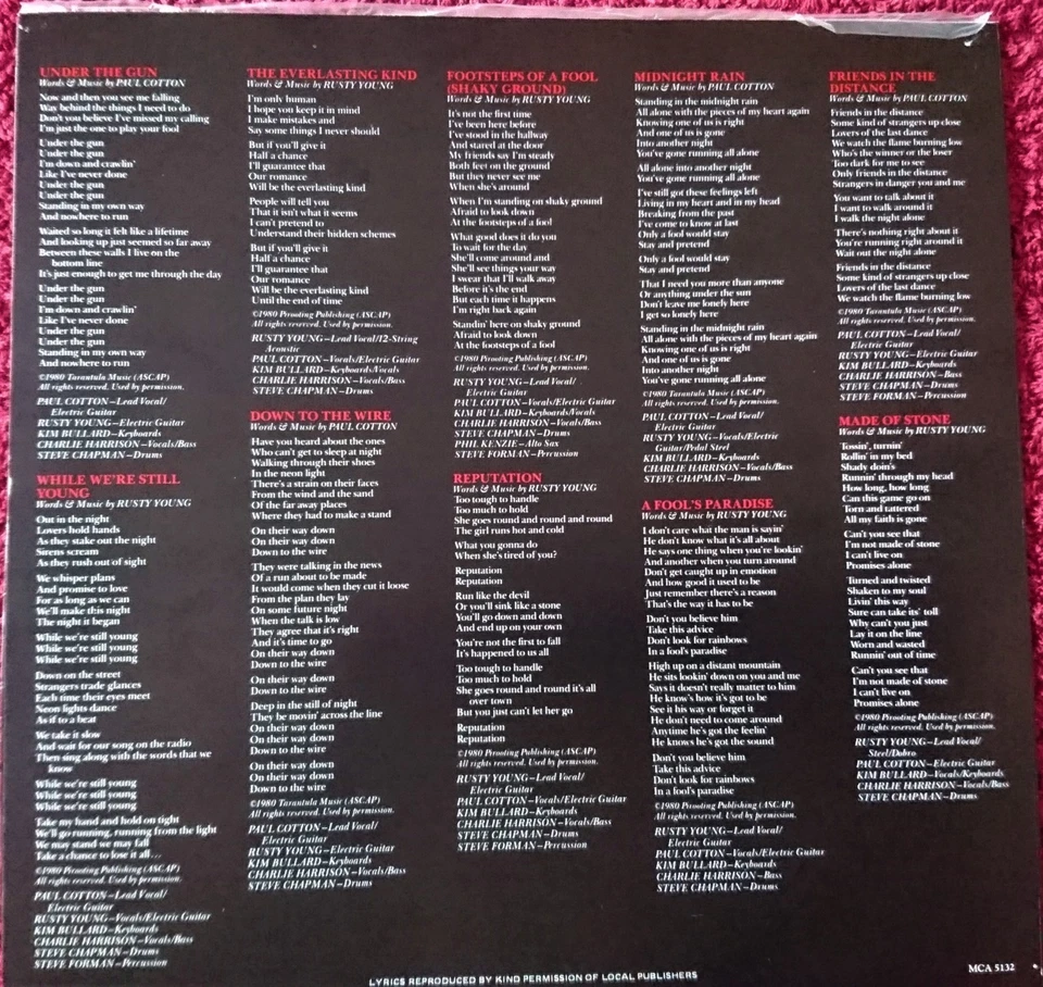 Poco - Under The Gun. Vinyl Lp 1980 MCA Records – MCA-5132 Country Rock - Image 3 of 4