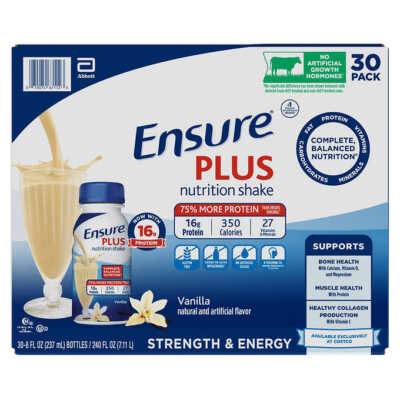 Ensure Plus Nutrition Vanilla Shake 30-pack  8 fl. oz. Strength and Energy