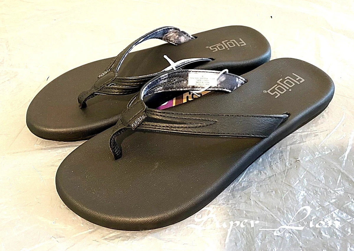 ON SALE! NEW Flojos Women's Memory Foam Flip Flop Sandals BLACK, PICK SIZE