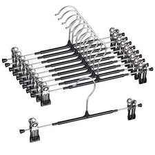 (80) Adjustable Pants Hangers w/ Clips Non-Slip Trousers Hanger for Jeans Skirt