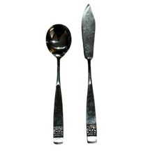 National Stainless Black Rose Sugar Spoon Jelly Butter Knife Set JAPAN Flatware