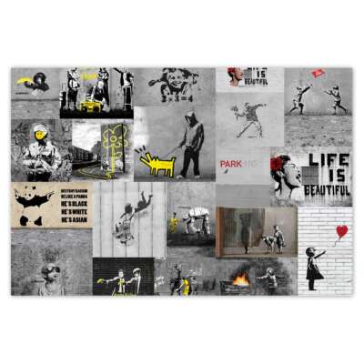 Poster WandTattoo Sticker Aufkleber Banksy Megamix Collage Nr. H8556_PLNS