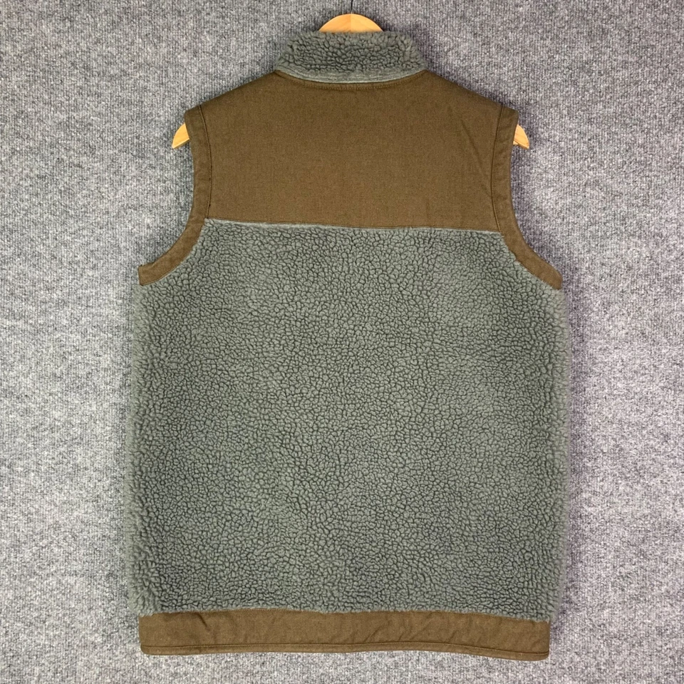 Kavu Vest Mens Sz Medium Gray Brown Deep Pile Fleevce Canvas Zip Up Jacket - Image 2 of 4