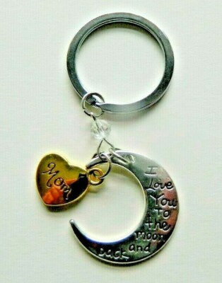 MOM I Love You To The Moon Back Metal Keyring Key Ring For