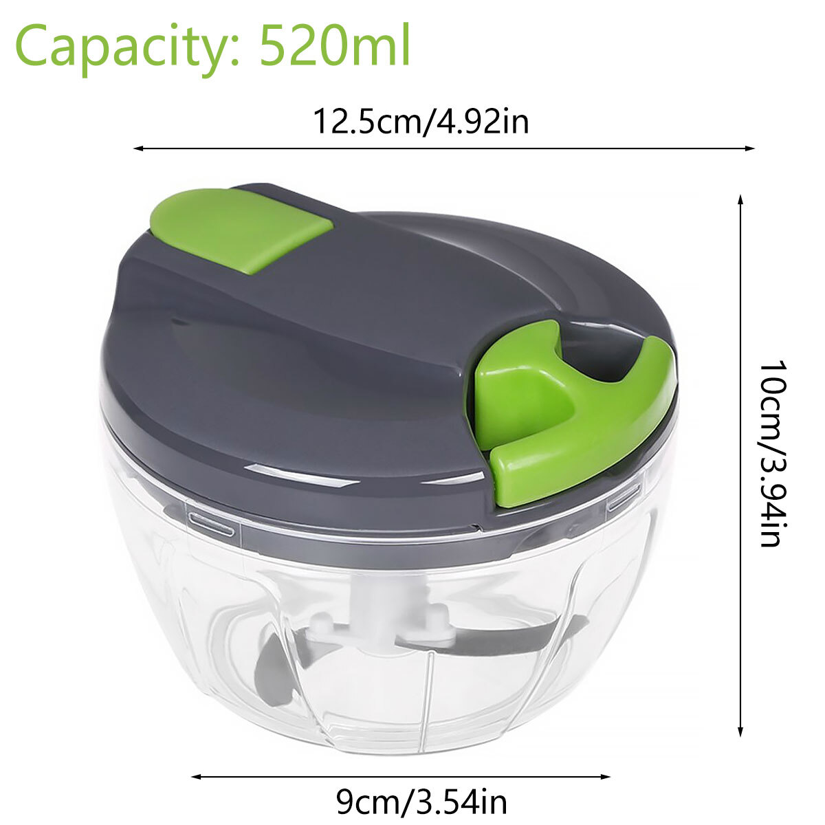 Hachoir Manuel Xkzhrr 1200ml - Coupe Oignon, Ail, Légumes - Sans Électricité - Avec Panier Rotatif Et Spatule