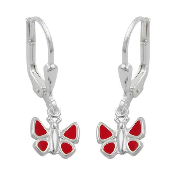Ohrringe OhrhäNger Brisur Schmetterling Rot 925 Silber FüR Kinder-image