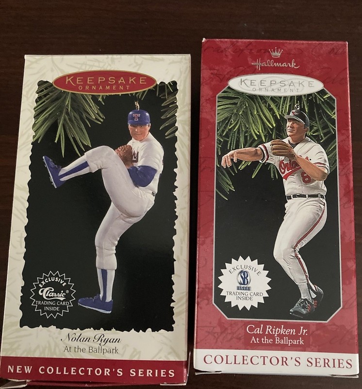 HALLMARK 1996 NOLAN RYAN and 1998 CAL RIPKIN JR ORNAMEMTS