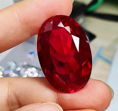 Huge 30 CT Oval Cut VVS1 Lab Grown Blood Red Color Ruby gemstone for jewellery