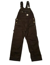 Carhartt Overalls Mens 46X28 Brown Bib Double Knee Workwear R01-M