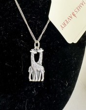 NEW - JAMES AVERY Sterling Silver Two Kissing Giraffes Charm Pendant Necklace
