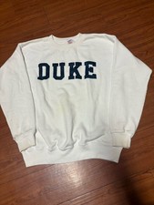 Vintage Duke University Sweatshirt Mens L White Soffe Heavy Made in USA 90s