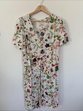Floral Button-Front White Midi Maternity Dress or Shirt