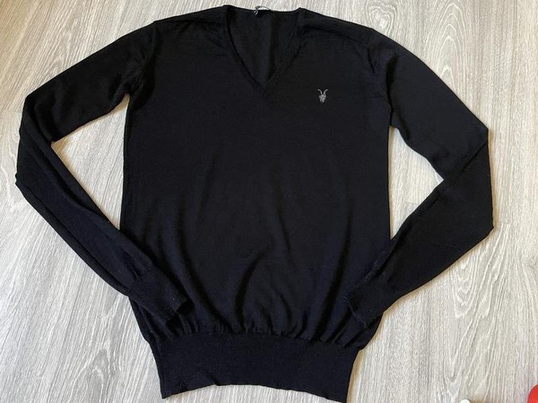 Men AllSaints Sweater Black Wool 38 / M / 46