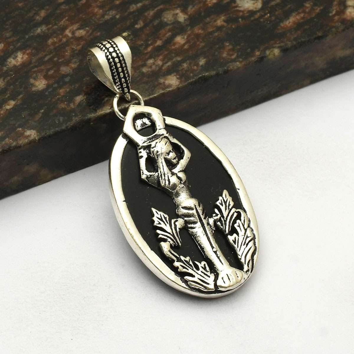 Black Onyx Ethnic Handmade Pendant Jewelry Gift For Her 2.6 Inches AP-79990