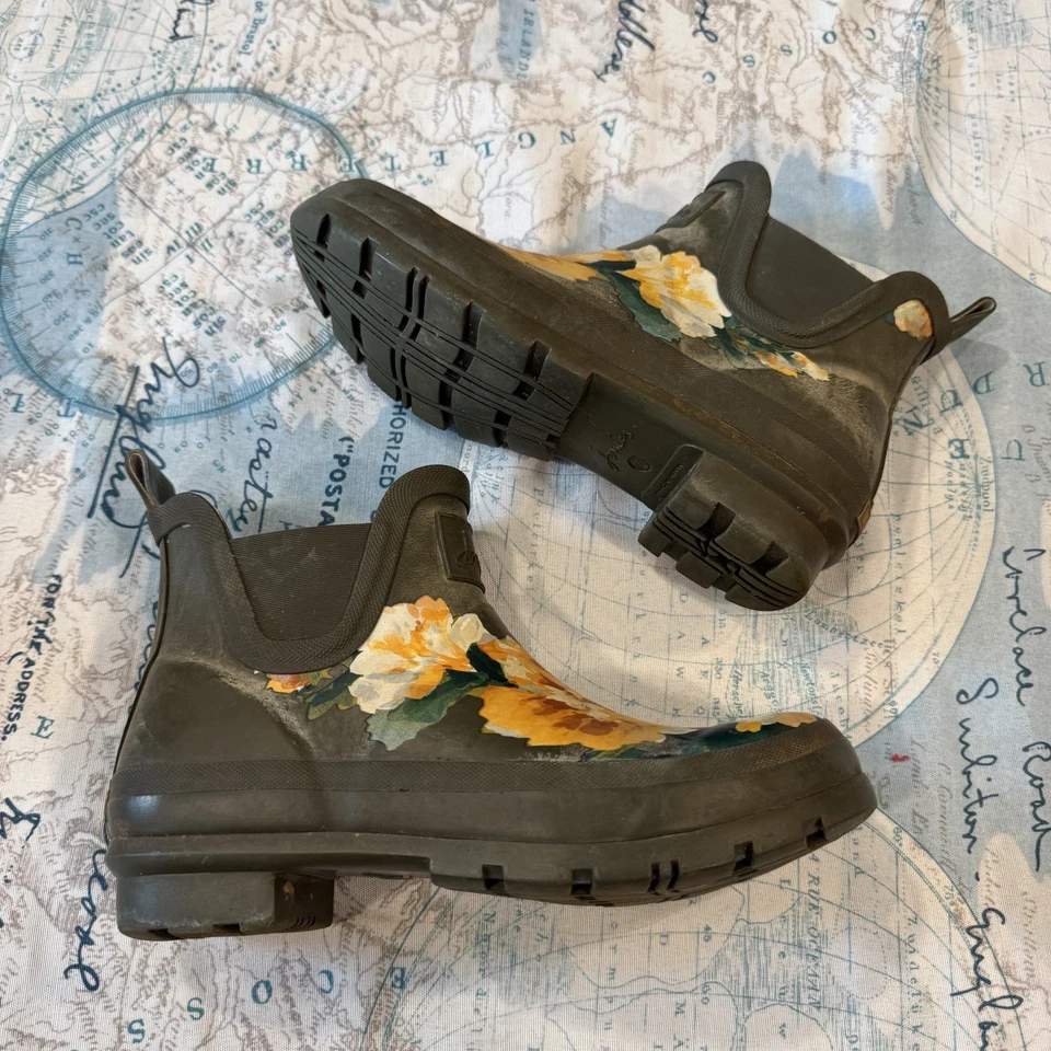 Joules Wellibob 雨踝靴 绿色 湖滨 玫瑰 防水 7 花园 — 第 3/4 张图片
