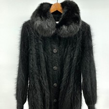 Vtg 80’s / 90’s ParisLine Angora Long Button Coat Large with Logo Garment Bag