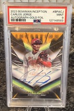 CARLOS JORGE GOLD FOIL AUTO 50/50 2023 Bowman Inception Prospect SP #BPA-CJ Reds