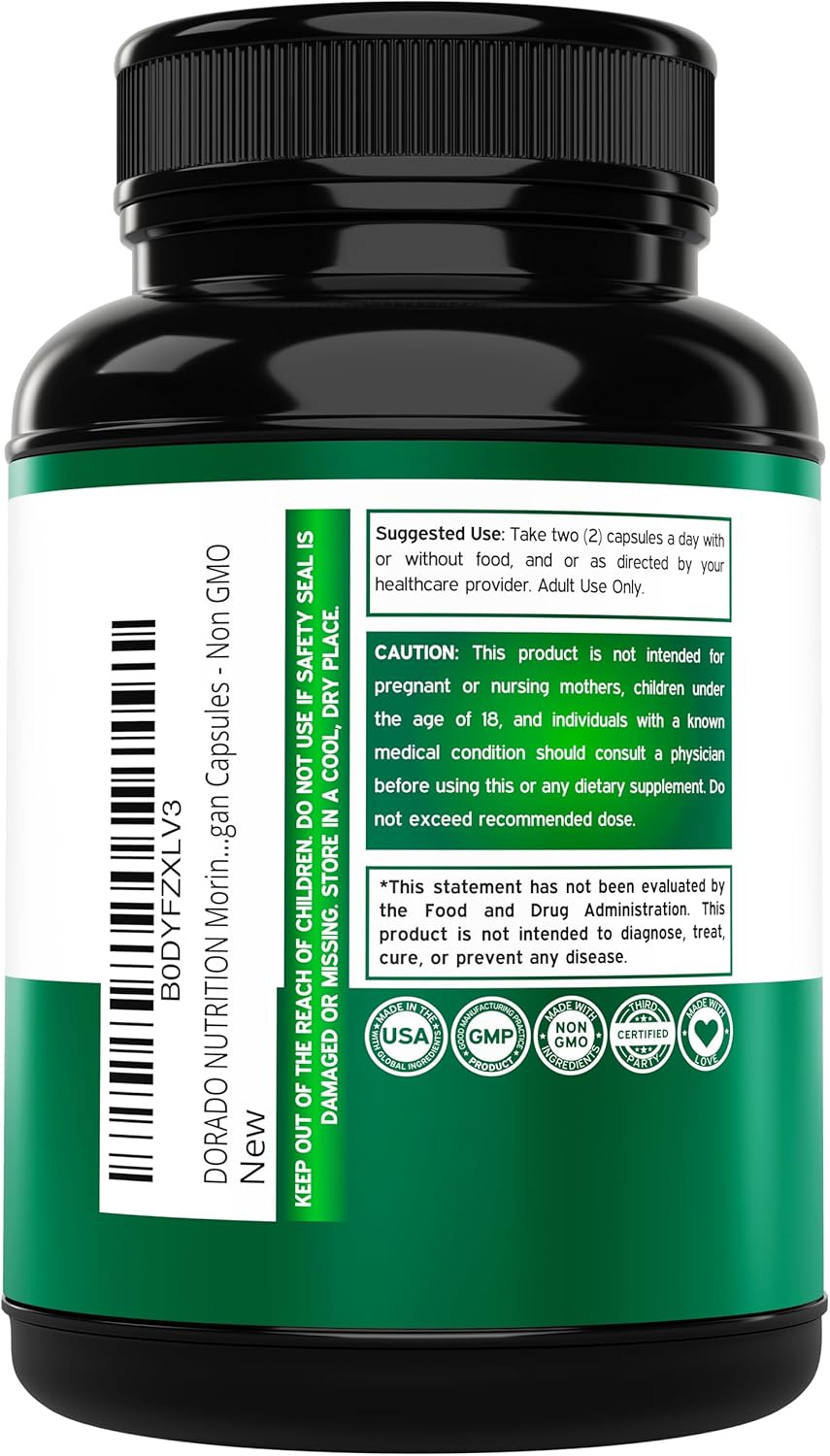 Organic Moringa Capsules 40,000Mg (3 Month Supply) Pure Organic Moringa Leaf Pow