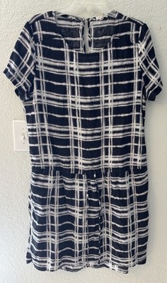 Carlson Dress Drawstring Pullover Tie-dye Style 100% Linen SizeXL