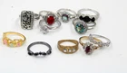 Vintage costume jewelry rings lot of 11 gold / silver tone / cocktail / Halo