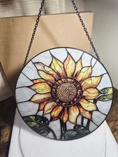 Suncatcher Stained Glass Vibrant Elegant Sunflower Hand Made Cratsmanship