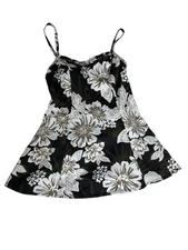 Gabar One piece Swim Dress SwimSuit Sz 8 Black Gray Floral Modesty Tummy Control