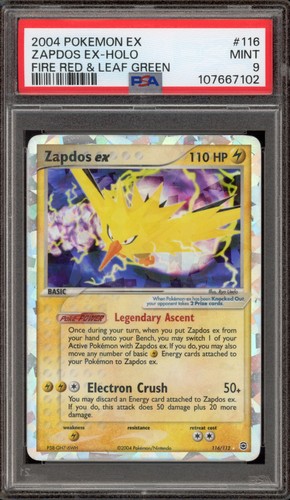 Pokemon Zapdos ex EX rosso fuoco e verde foglia Holo raro #116 PSA 9 come nuovo