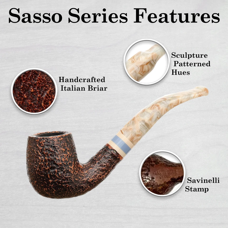 Pipa de tabaco Savinelli Sasso rústica 601, patrón jaspeado Briar, billar 6 mm Foto 3 de 4