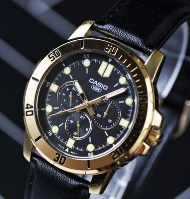 Casioproduct, Bold Black, Gold, 30M Waterproof, Multi-Function, Men'S, Anonymous