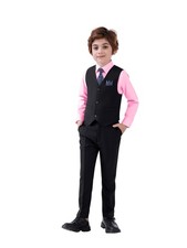 Boy's 5-Piece Suit, Boys' Formal Suit Set with Vest Pants and Tie, Boys Formal
