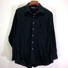 Van Heusen Mens XL Classic Dress Shirt Black Long Sleeve Wrinkle Free 17.5-18