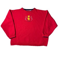 Vintage Disney Winnie The Pooh Embroidered Red Crewneck Sweatshirt XL Boxy 90s