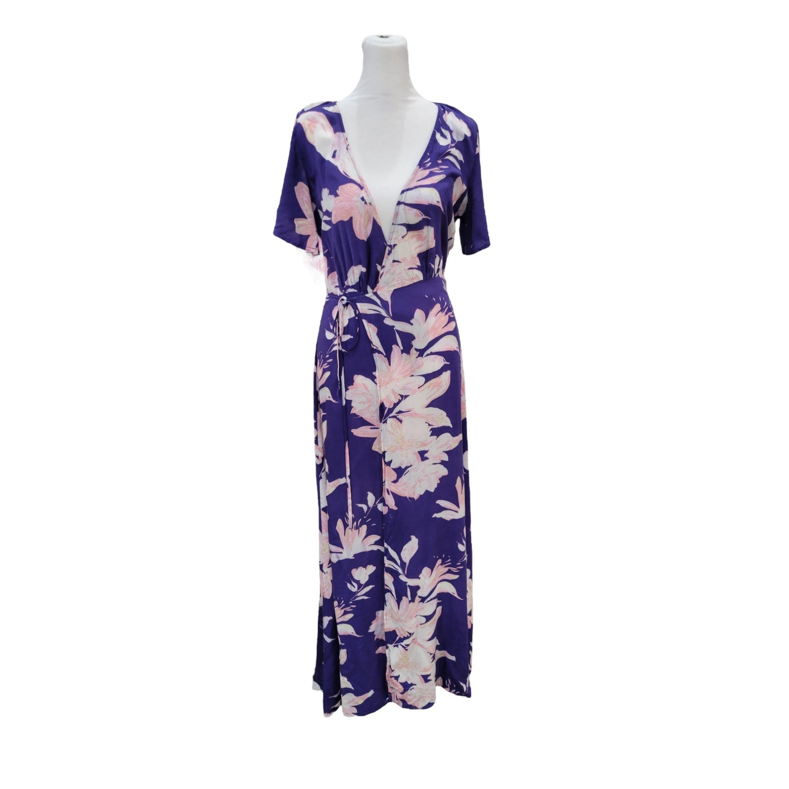 Lulus Women's Azalea Regalia Wrap Maxi Dress Size Medium Floral Print Open Back