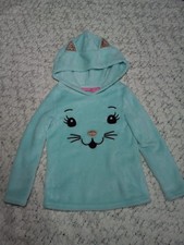 Isaac Mizrahi Teal Girl Hoodie Sweater With Cat Face Size XS 4